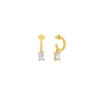 Women's Hoop Earrings Zircon Silver 925-Gold Plating 1B-SC198-3 Prince